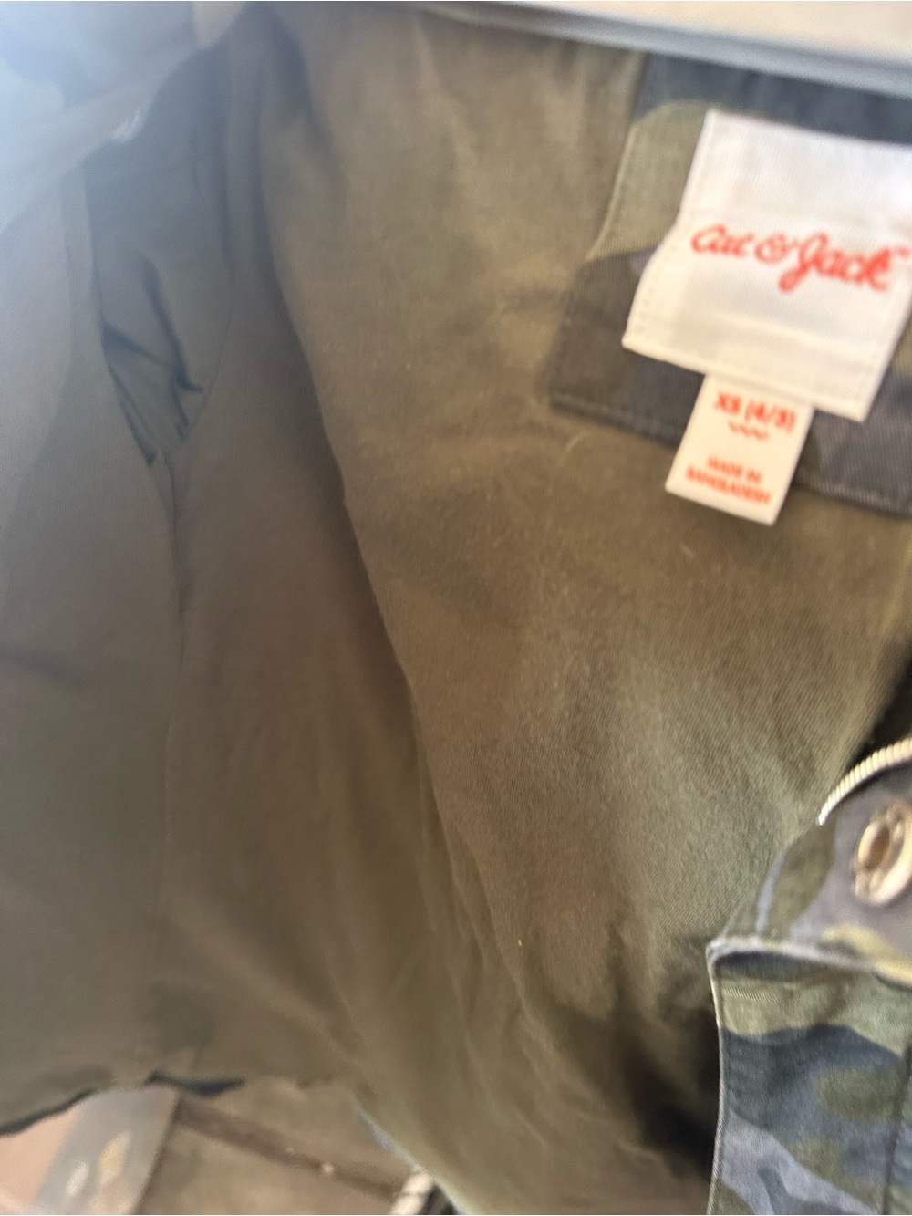 Cat & Jack Olive Green Camo Hooded Jacket for Kids - Picture 3 of 4